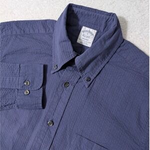Brooks Brothers Button Down Mens Sm Blue Regent Seersucker L/S Cotton EUC